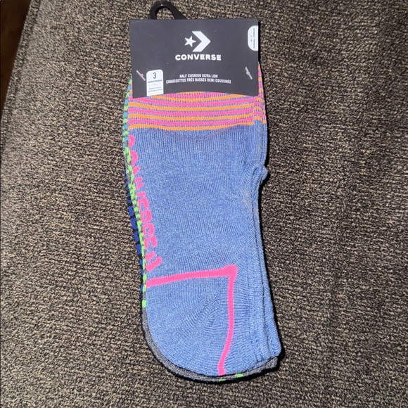 Converse Womens NWT Blue Socks with Pink and Green Accents - Picture 1 of 3